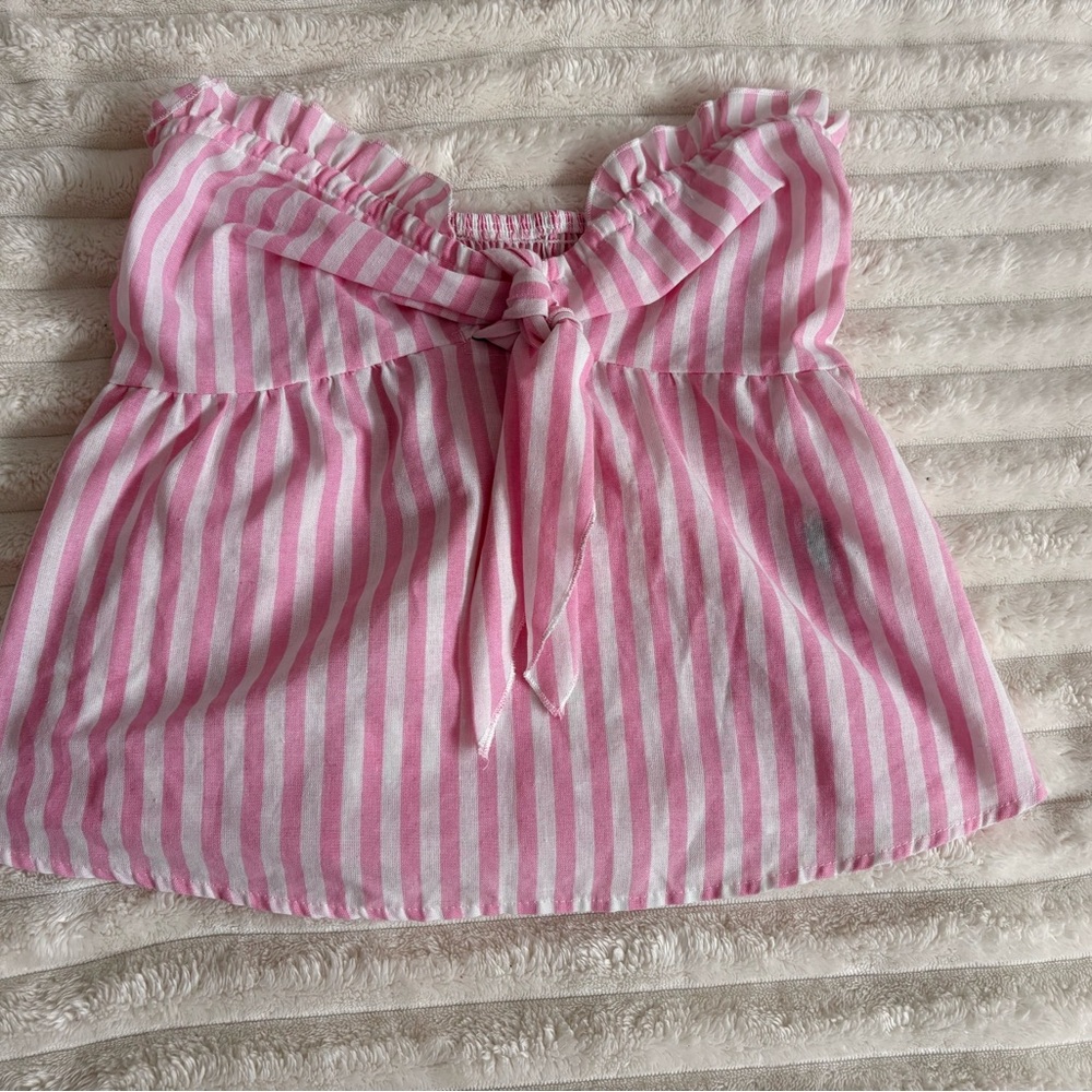 SHEIN Pink and White Striped Top